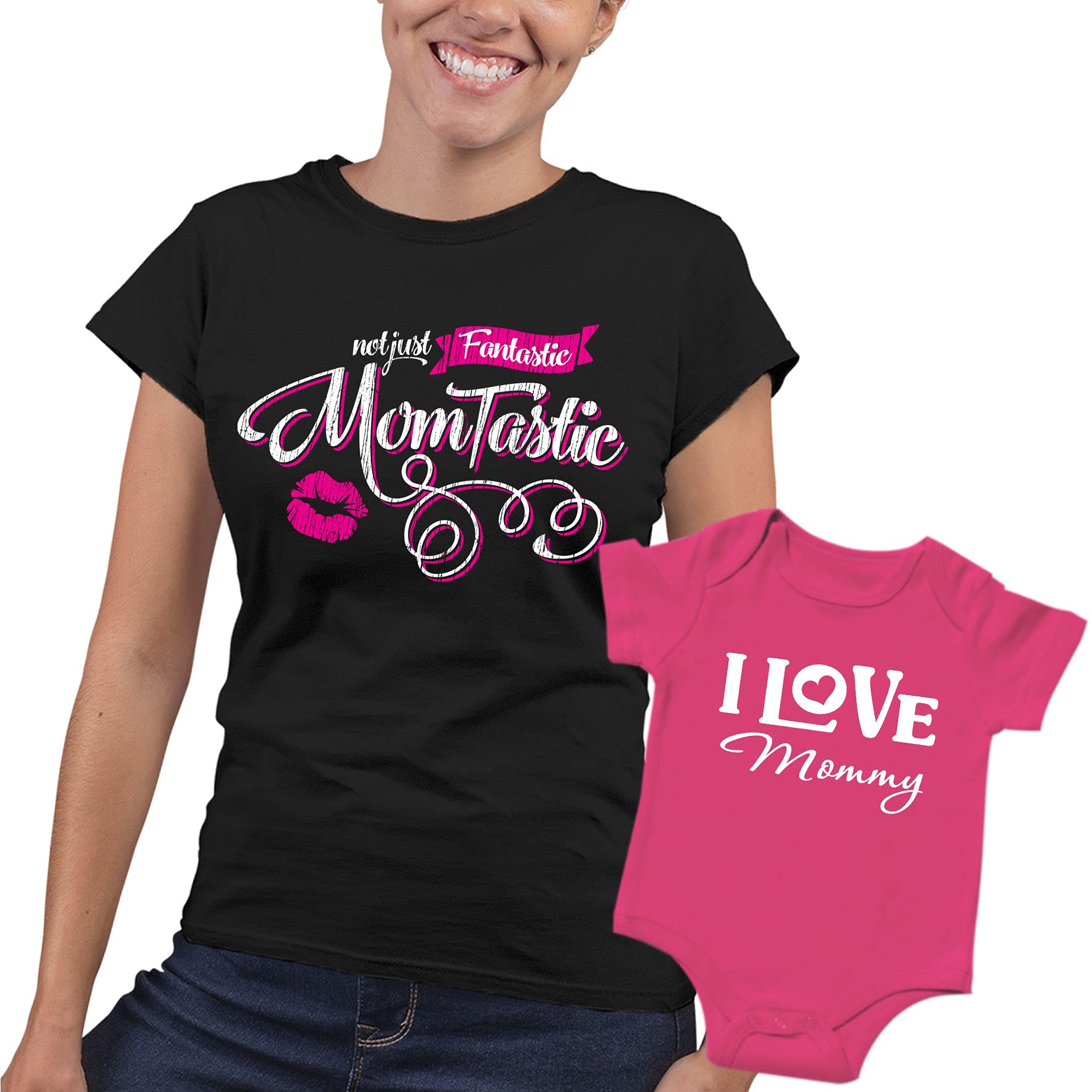Texas Tees Momtastic I Love Mom T-Shirt - Mothers Day Gift for Women, Black 2XL - Perfect for Mother's Day Celebrations, Family Gatherings & Casual Wear