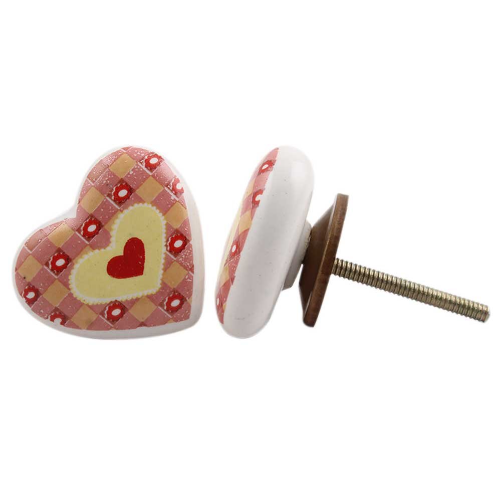 16 Pack Indian Shelf Ceramic Multicolor Heart Drawer Knobs - Vintage Luxury Cabinet Hardware for Kitchen, Dresser & Furniture (Antique Style Home Decor) - Perfect for DIY Cabinet Makeover & Home Renovation Projects