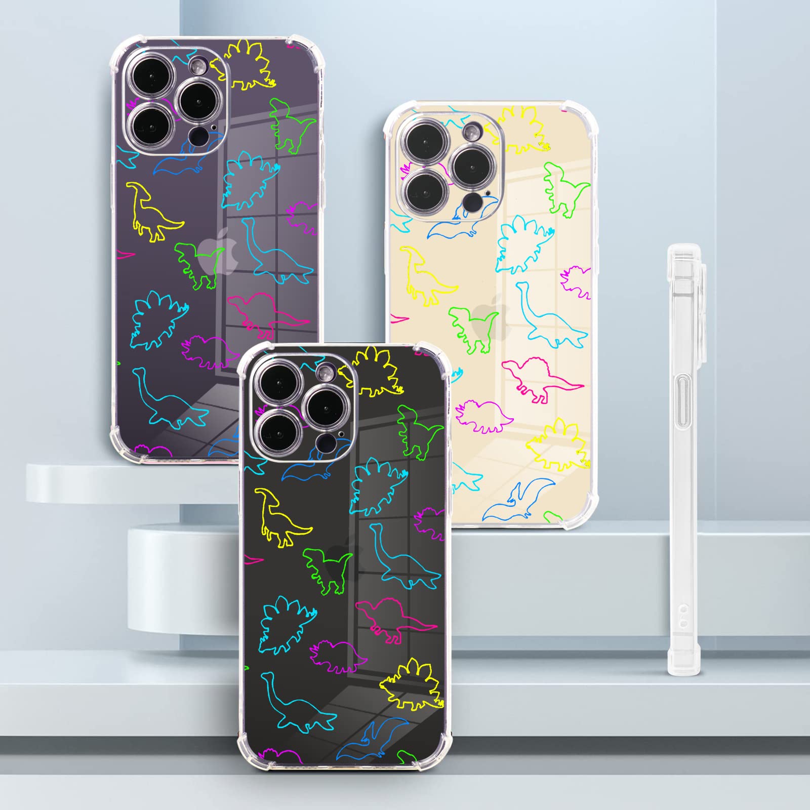 **Funny Dino Design iPhone 11 Pro Max Case - Rainbow Pattern, 6.6 ft Drop Protection, Soft TPU Cover with Screen Protector | Perfect for Kids, Dinosaur Lovers & Trendy Style**