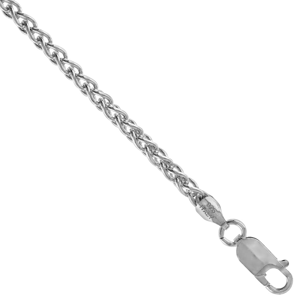 Sterling Silver 3mm Spiga Wheat Chain Necklace & Bracelet Set for Women & Men - Nickel Free Italian Crafted Jewelry (7-30 inch) - Perfect for Gifts, Weddings & Everyday Wear