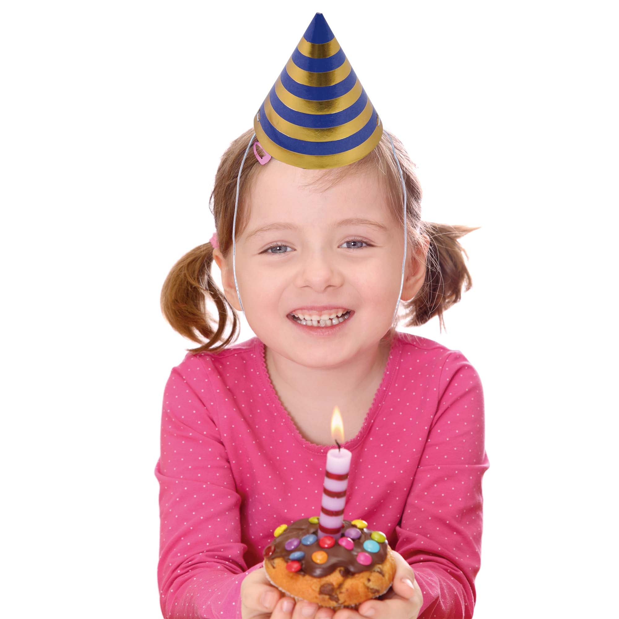 8-Pack 3 Bright Stripe Mini Hats with Hot Stamp - Perfect for Birthday Parties, Baby Showers, and Themed Events