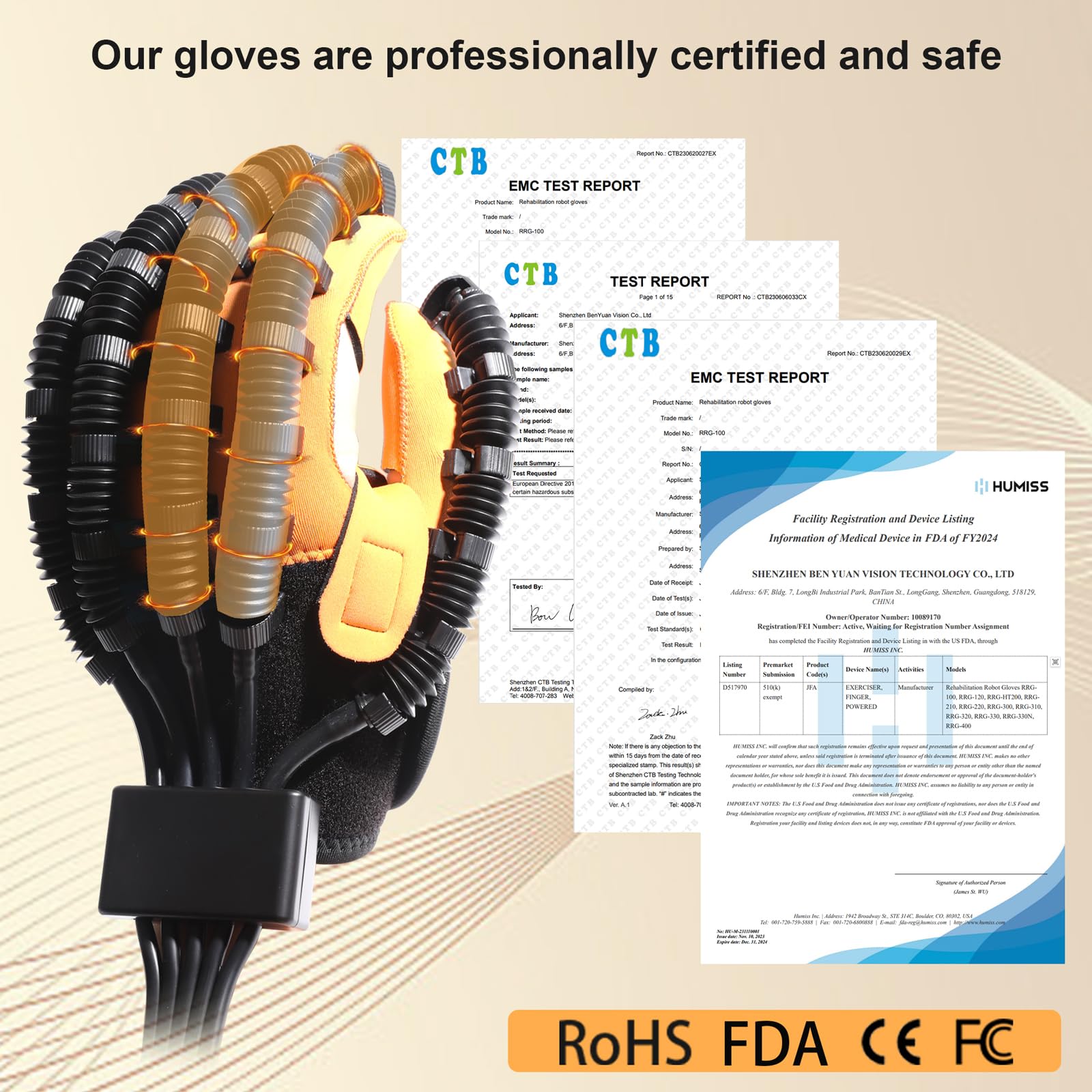 Upgraded Rehabilitation Robotic Glove for Stroke & Cerebral Palsy Recovery - Finger & Hand Exercise Equipment, Massager Machine & Orthosis Gloves - Physical Therapy Trainer for Hemiplegia Patients (Ideal for Home & Clinic Rehabilitation)