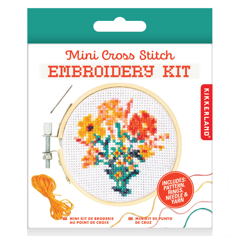 Mini Cross Stitch Embroidery Kit with Flowers - DIY Handmade Craft for Beginners - Perfect for Home Decor, Gifts & Relaxation