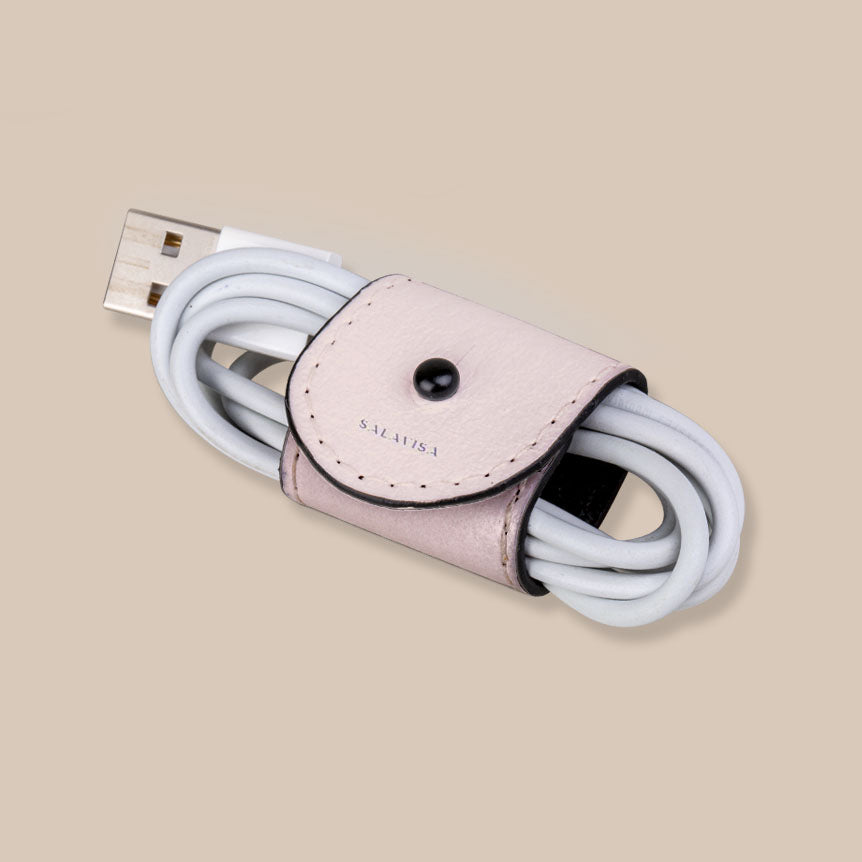 Pink The College EcoWrap Cord - Eco-Friendly Cable Organizer for Students & Office Use | Tangle-Free Cord Management for Laptops, Phones & Headphones | Durable & Stylish Desk Accessory