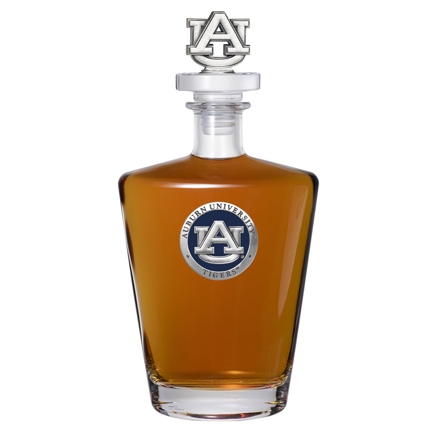 Auburn Royal Decanter with 3D Stopper | 30oz Whiskey Decanter Set | Handcrafted Pewter Glass Wine Pourer for Bourbon, Scotch & Liquor | Elegant Home Bar & Gift Idea