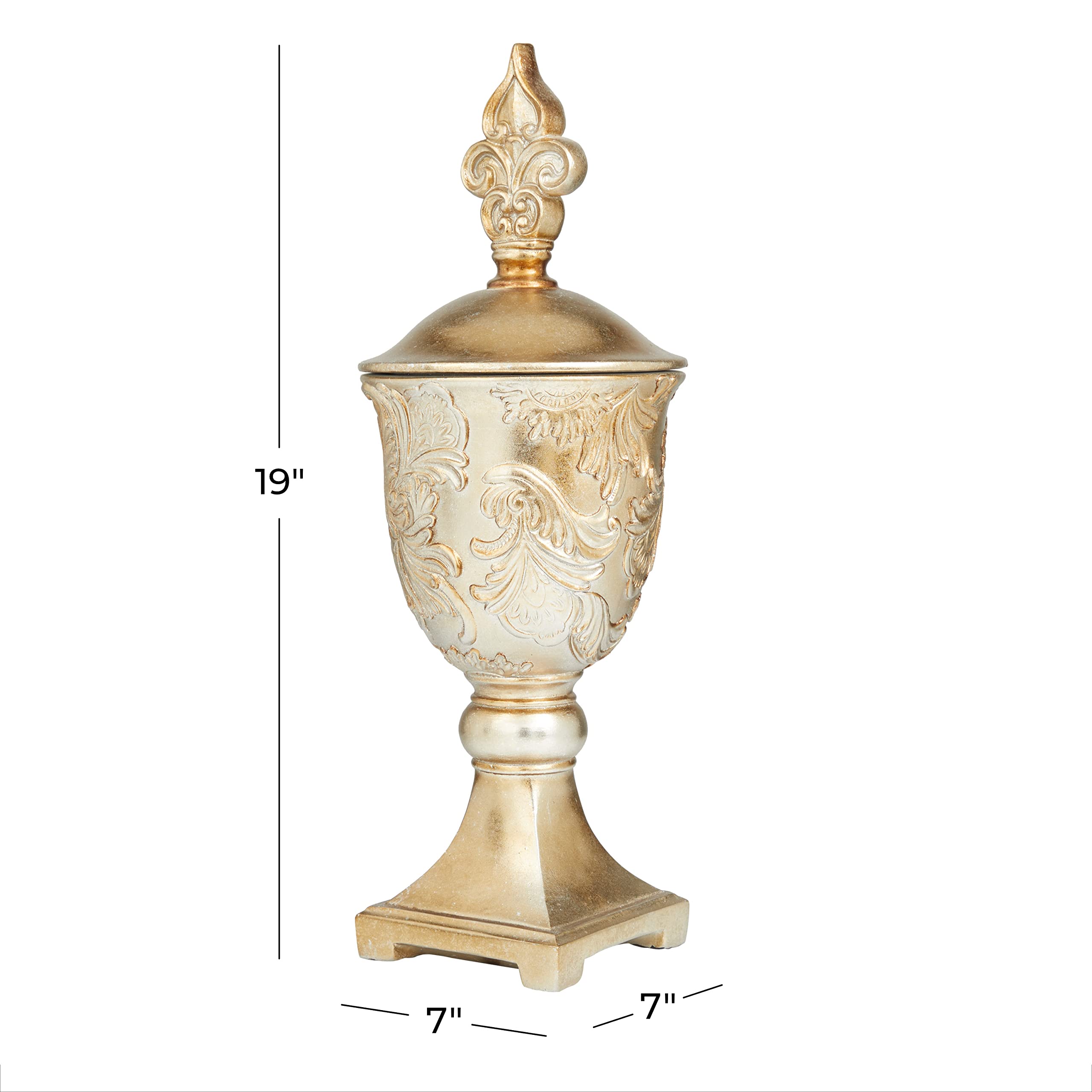 Deco 79 Polystone Solid Decorative Jars - Set of 2 Gold Vases for Home Decor, 7