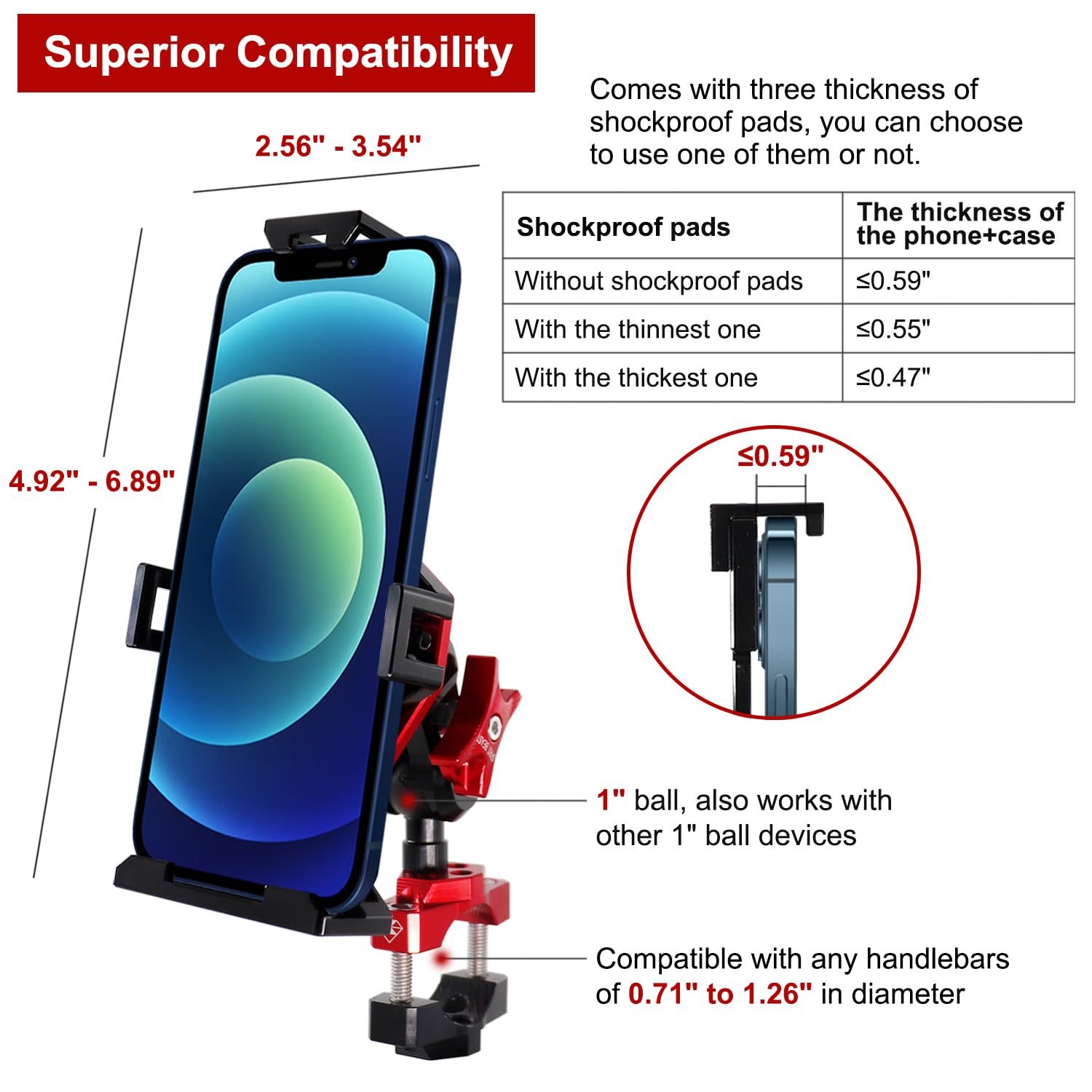 Heavy Duty Motorcycle Phone Mount - Anti-Theft All Metal Holder for Harley & Handlebars - Perfect for Adventure Riding