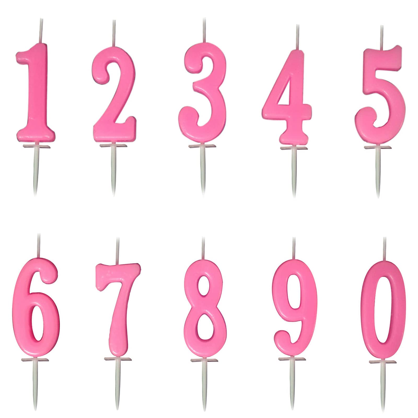 10-Piece Birthday Number Candles Set (0-9) - Pink Cake Toppers for Kids & Adults - Perfect for Birthday Cakes, Cupcakes & Party Decorations