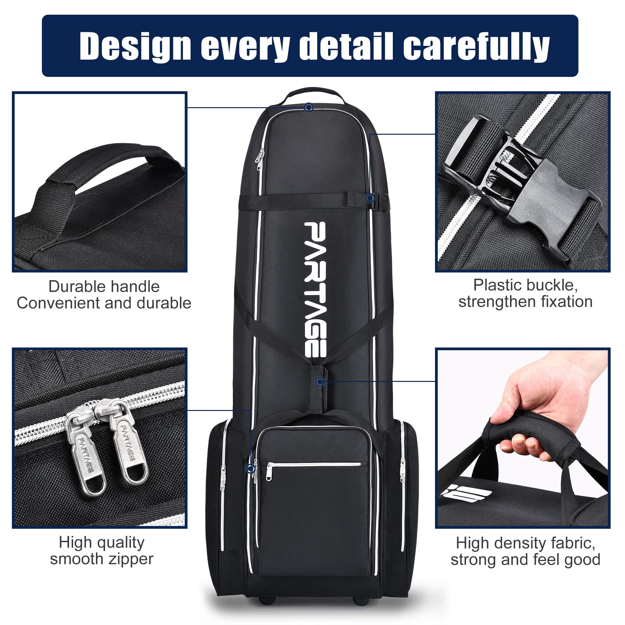 Premium Golf Travel Bag with Wheels - Durable Airline Approved Golf Case for Easy Transport (Black) - Perfect for Air Travel, Golf Tournaments & Club Storage