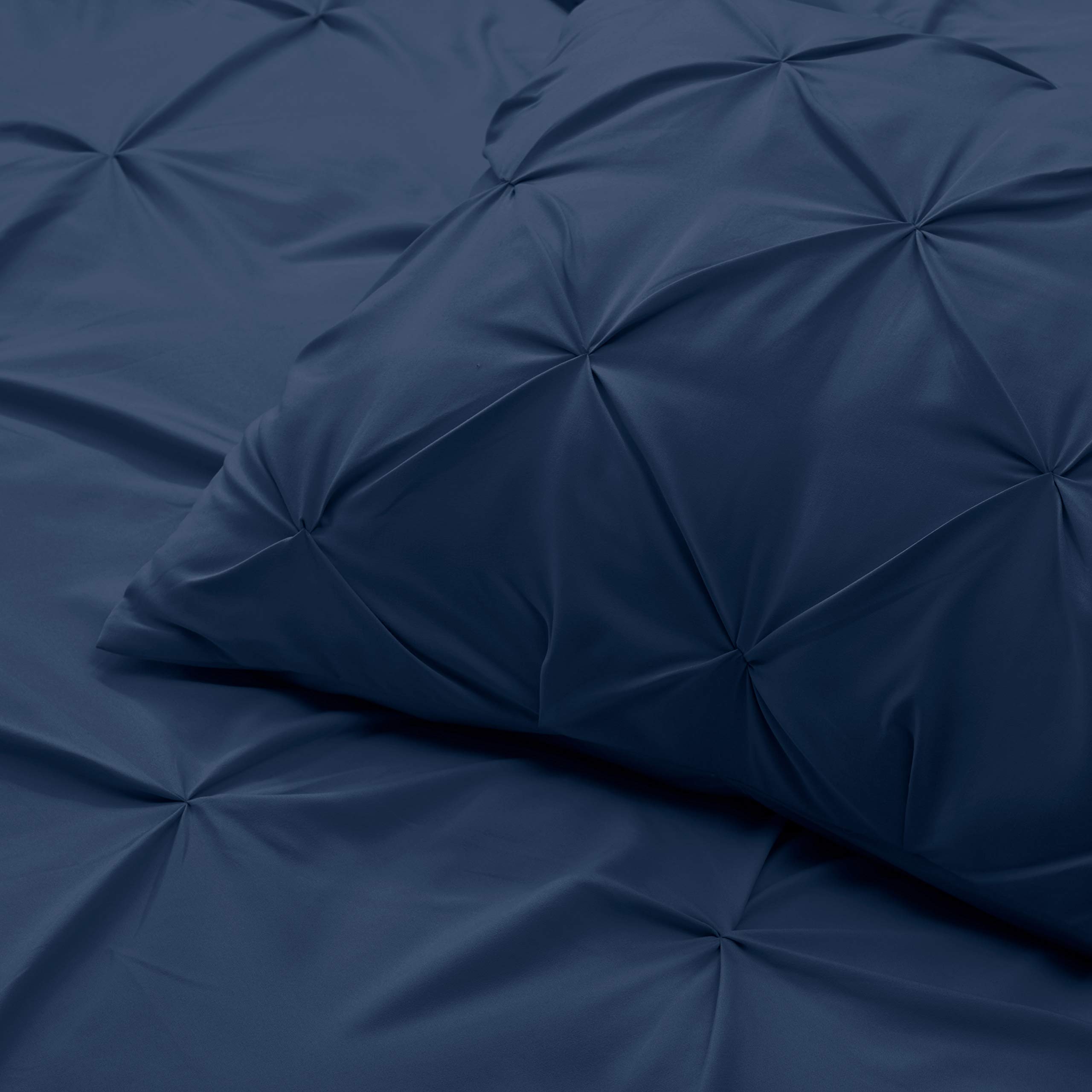 Nestl King Size Comforter Set - Pinch Pleat & Pintuck Design, 3-Piece Down Alternative Bedding with 2 Pillow Shams (Navy Blue) | Luxury Bedroom Decor for Master Suite or Guest Room