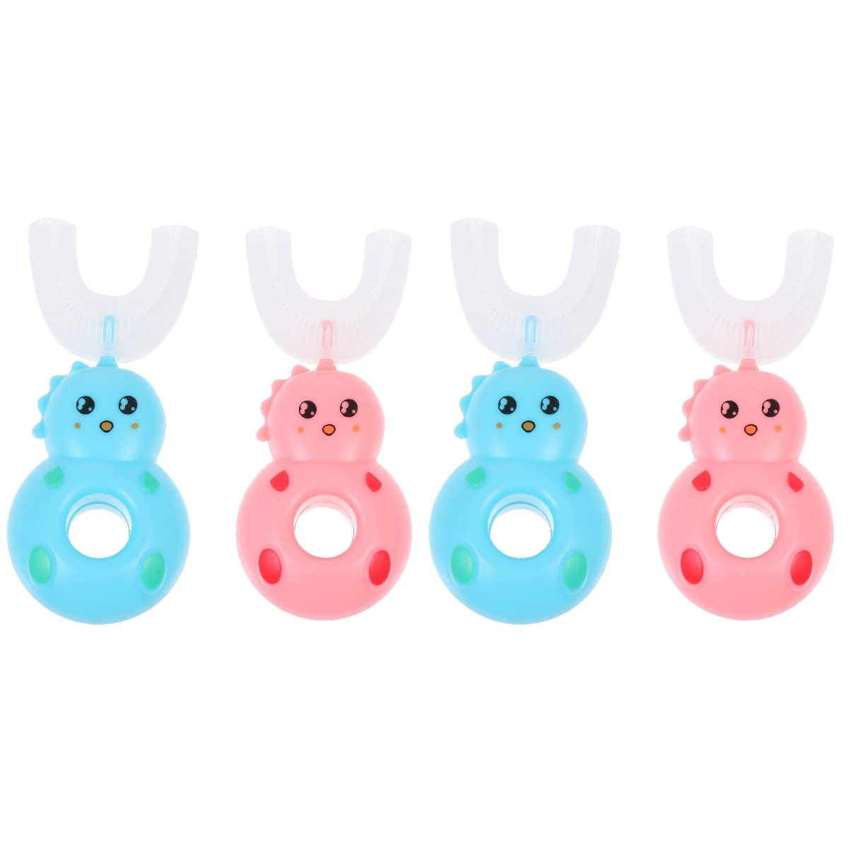 DOITOOL 4-Pack U-Shaped Kids Toothbrushes - Soft Bristles, Cartoon Design for Children's Oral Care - Perfect for Home, Travel & School Use