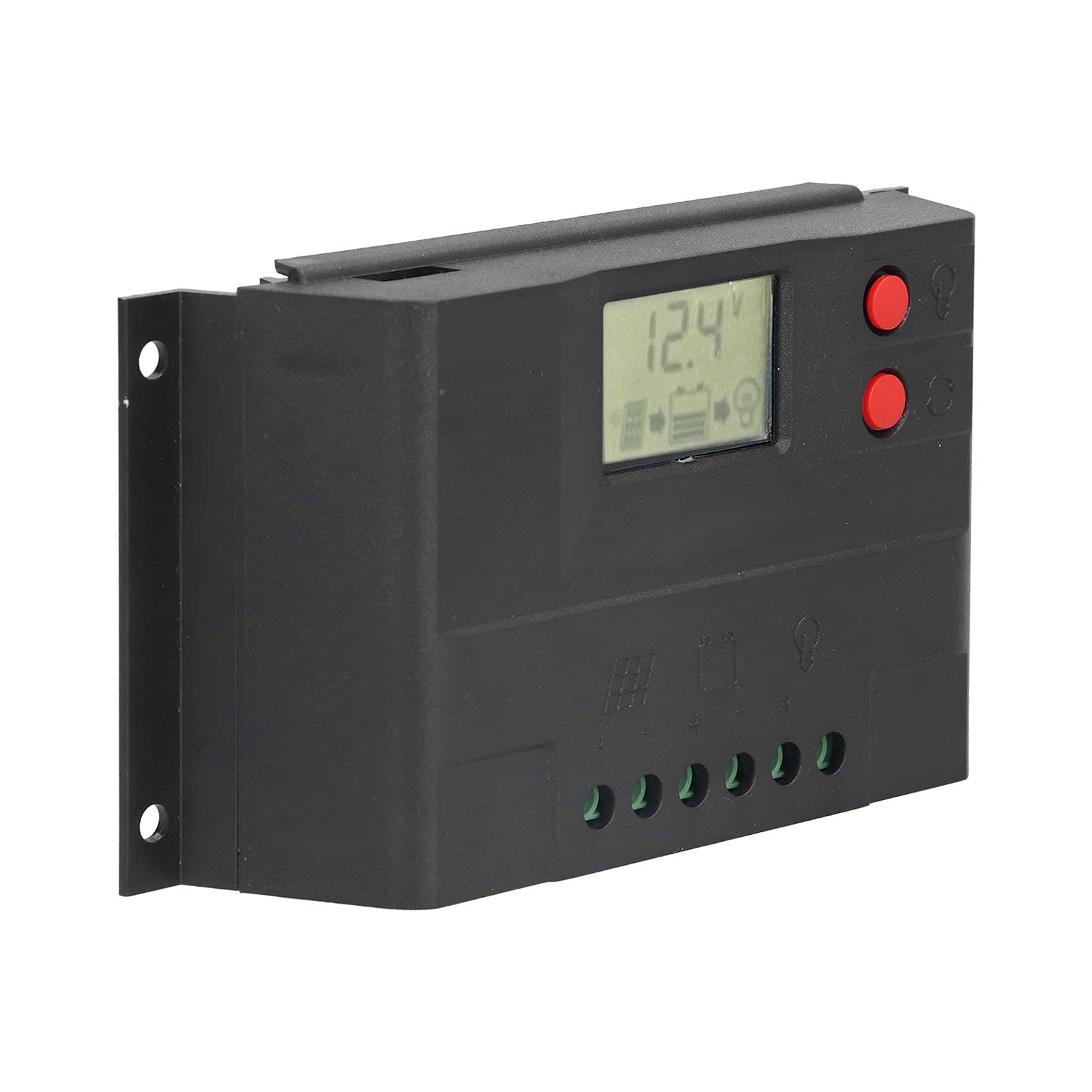 Shanrya 12V 24V Solar Charge Controller with LCD Display - Adjustable PWM Solar Panel Regulator for RV, Boat, Home, Industrial & Commercial Use | Overload & Short Circuit Protection
