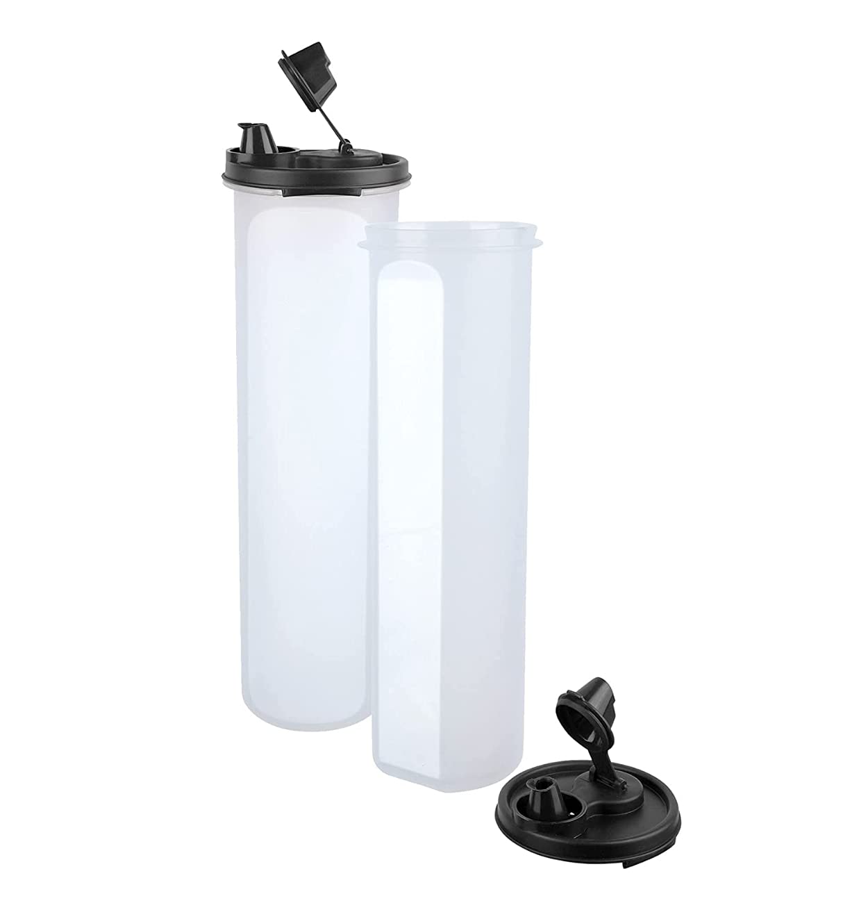 SIMPARTE 1100ML Air-Tight Leak-Proof Plastic Oil Dispenser - BPA Free Anti-Microbial Kitchen Pourer for Olive, Vinegar & Cooking Oils - Perfect for Salad Dressing, Baking & Meal Prep (2-Pack, Black)