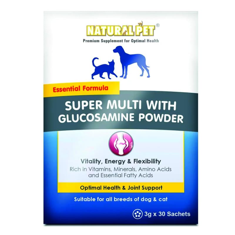 Natural Pet Super Multi Supplement with Glucosamine - Powder & Tablet Form for Joint Health | Supports Mobility & Wellness for Dogs & Cats | Perfect for Senior Pets & Active Animals