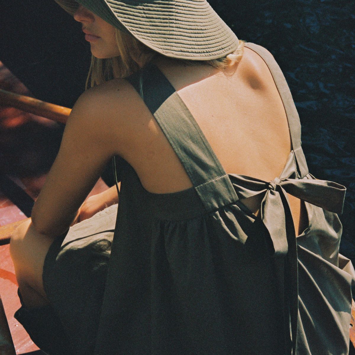 Hannah Women's Khaki Dress - Casual Summer Midi Dress with Pockets, Perfect for Beach, Vacation, and Everyday Wear