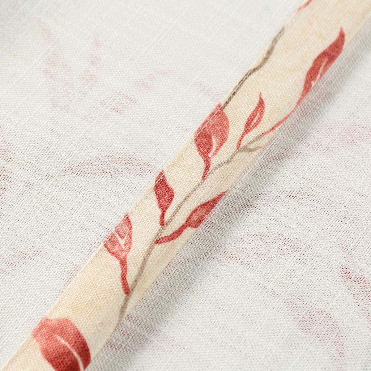 VOGOL Tier Curtains for Kids Room, Cafe, Kitchen & Bathroom - Decorative Short Window Treatment with Red Leaves Pattern, 30