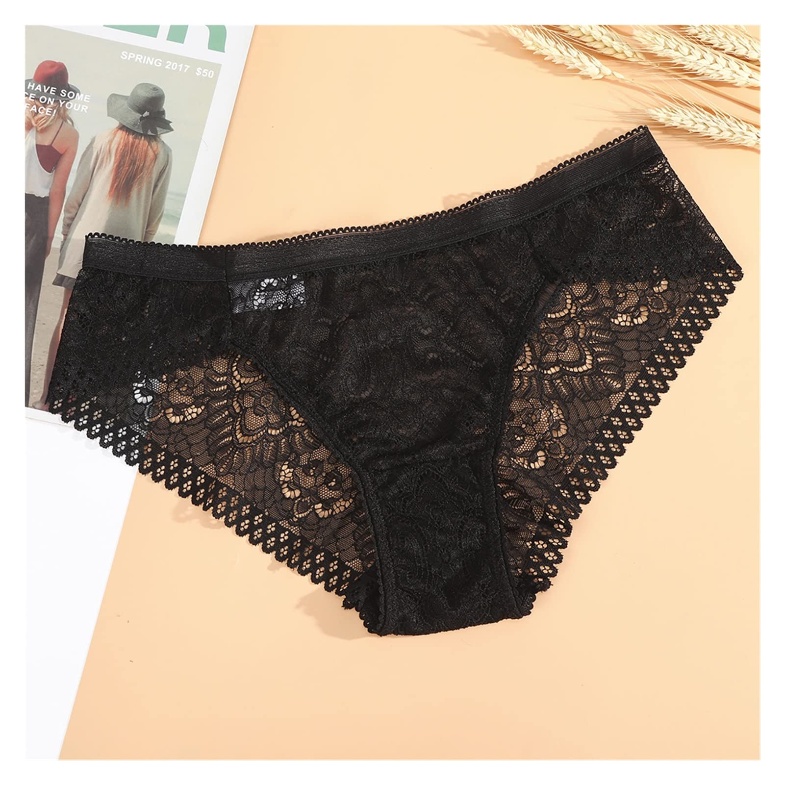 JHHDP Women's Lace Panties - Sexy Seamless Underwear Briefs for Plus Size, No Show Bikini Underwear (Color: C, Size: M) - Perfect for Date Night, Everyday Wear & Special Occasions