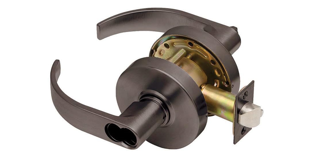 Grade 1 Classroom Cylindrical Lock with Curved Trim - Oil Rubbed Dark Bronze Finish - 2-3/4