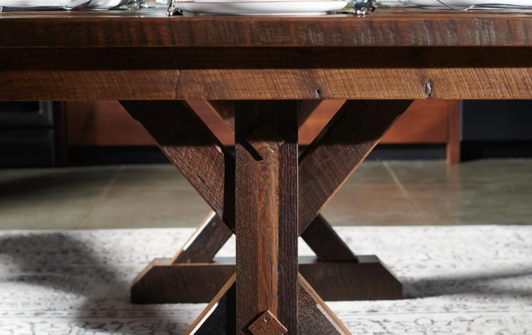 Stretford Trestle Table - Solid Wood Dining Table for Kitchen, Dining Room & Office - Farmhouse Style Trestle Desk with Sturdy Base - Perfect for Family Meals, Home Office Work & Rustic Decor