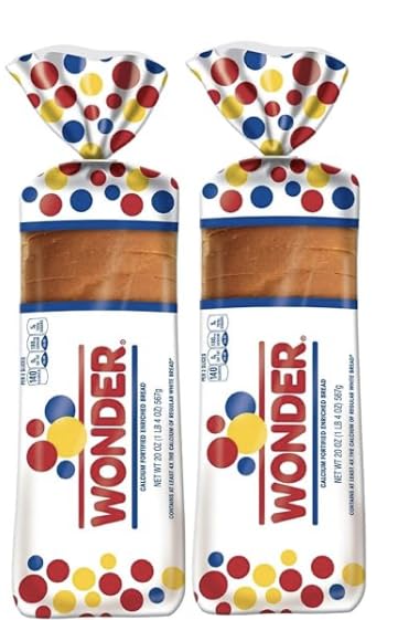 Wonder Bread Classic White Sandwich Bread - 20 oz (2 Pack) | Soft Sliced White Bread for Sandwiches, Toast & School Lunches | Perfect for PB&J, Grilled Cheese & Breakfast