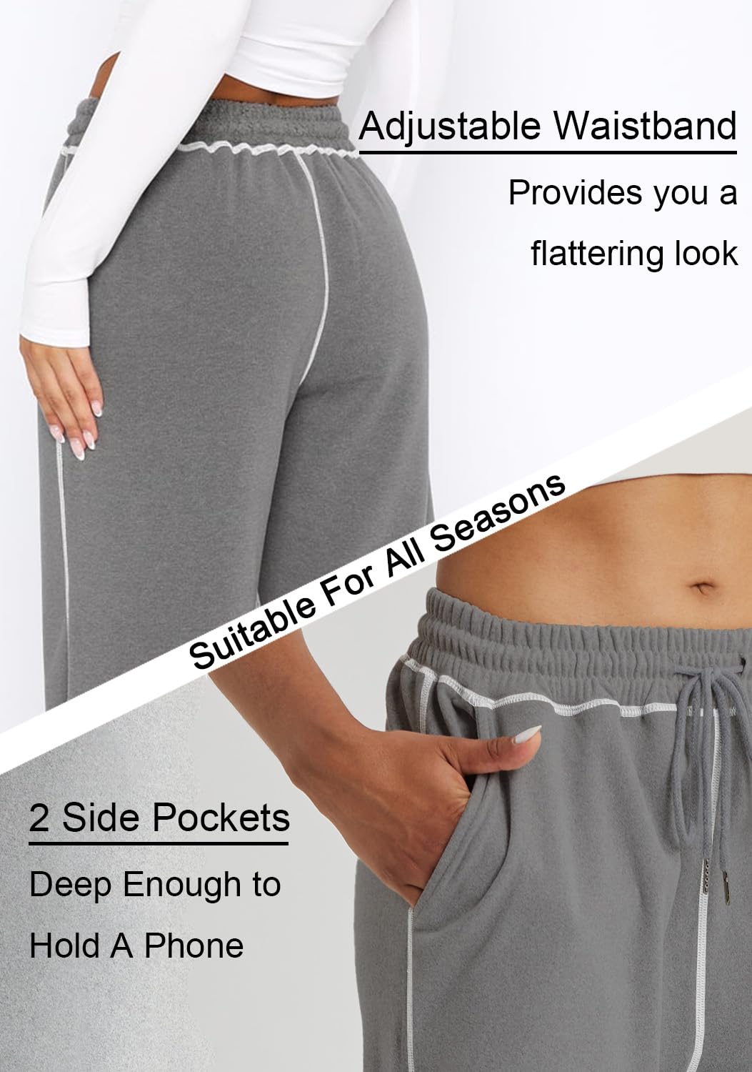 Women's Soft Wide Leg Track Pants with Drawstring & Pockets - Comfortable Lounge Sweatpants & Joggers for Yoga, Running, and Casual Wear