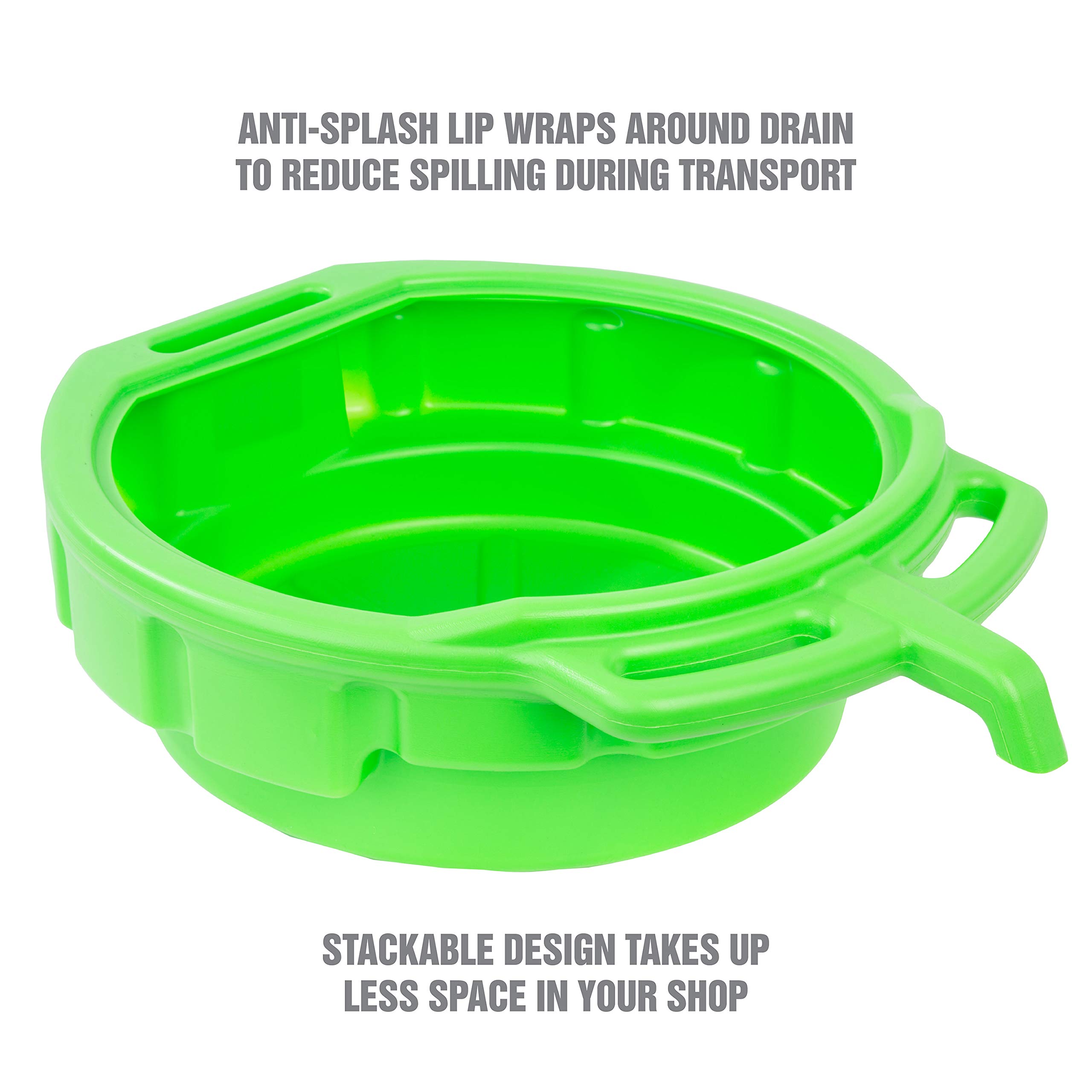 OEMTOOLS 87034 4 Gallon Portable Oil Drain Pan - Green, Anti-Freeze & Transmission Fluid Drip Pan with EZ Grip Handles, Angled Pour Spout & Splash-Free Design | Ideal for DIY Car Maintenance, Oil Changes & Fluid Drains