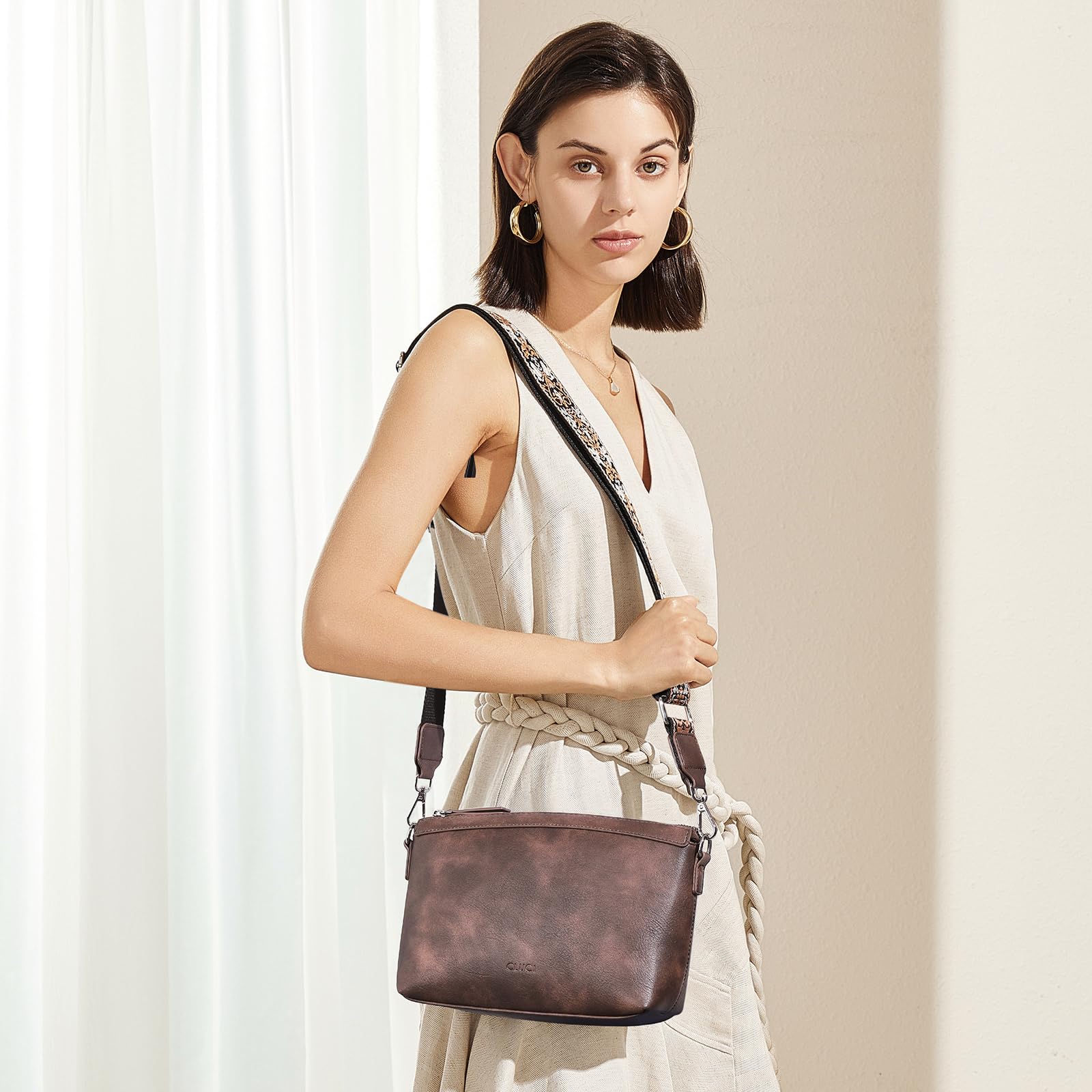 CLUCI Vegan Leather Crossbody Bags for Women - Adjustable Wide Strap Shoulder Handbag Purse | Perfect for Work, Travel & Everyday Use