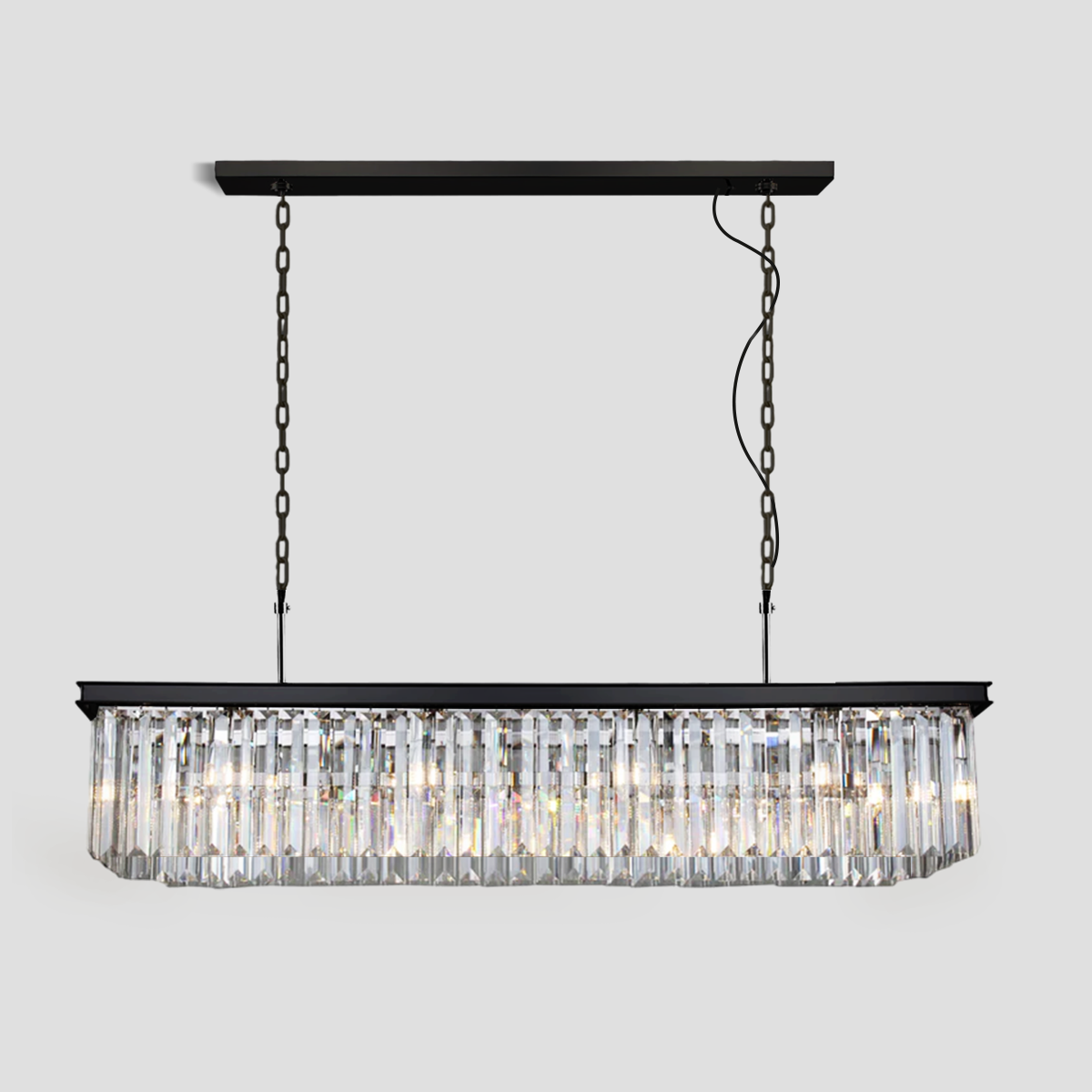Falria Single Tier Rectangular Crystal Rod Chandelier - Elegant Modern Lighting Fixture for Dining Room, Living Room & Bedroom Decor