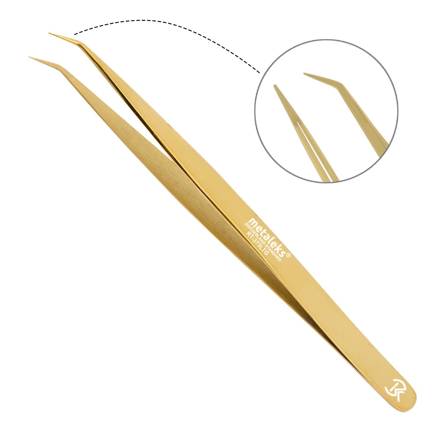 Professional 45° Angled Tip Super Straight Tweezers - Precision Eyelash & Eyebrow Tweezers for Grooming, Makeup, and DIY Crafts