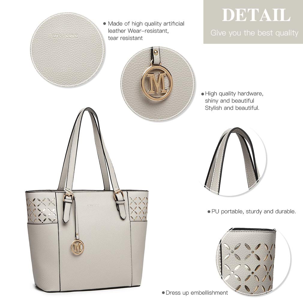 Miss Lulu Women's PU Leather Tote Bag - Stylish Shoulder & Top Handle Handbag for Work, Travel & Everyday Use