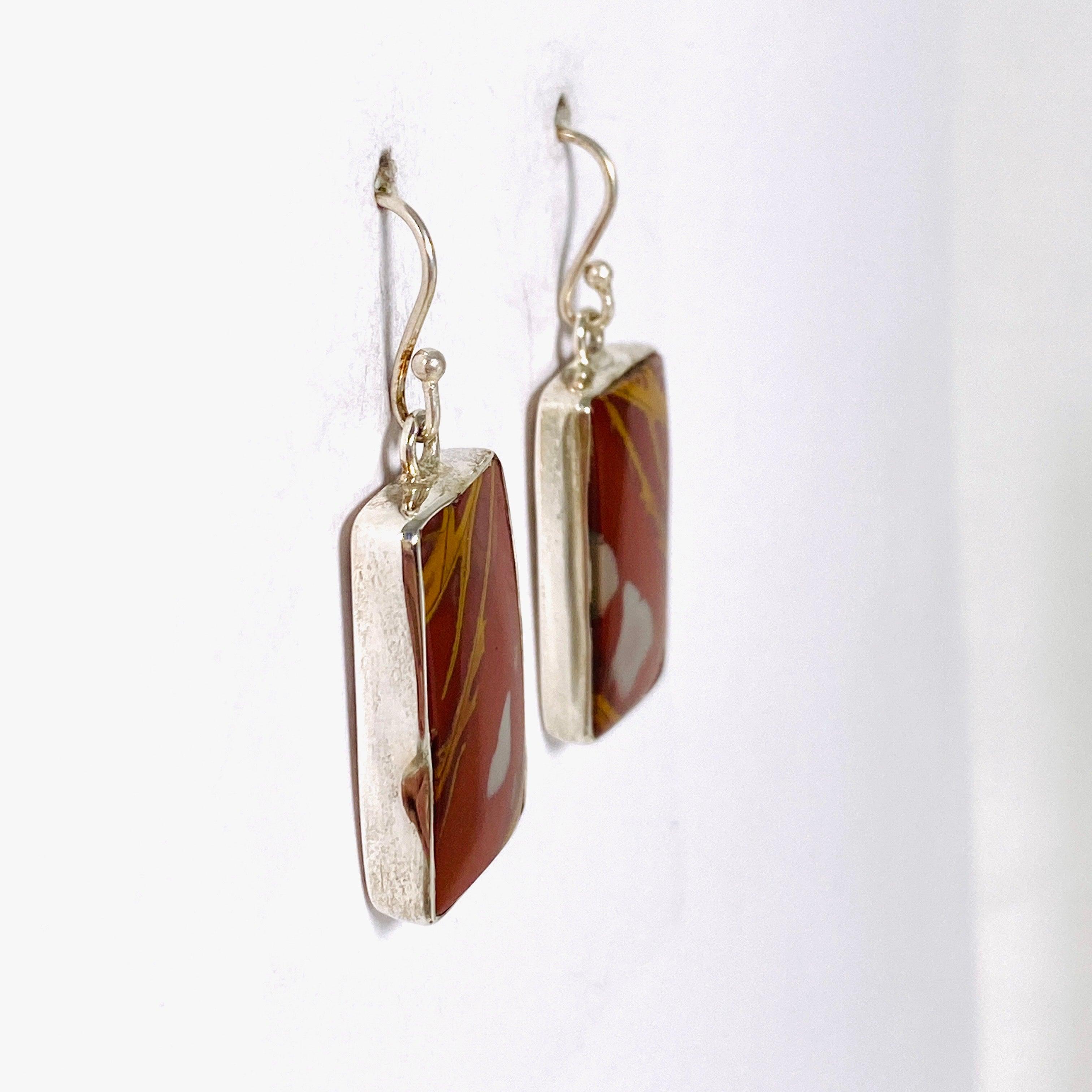 Natural Pilbara Noreena Jasper Rectangular Dangle Earrings - Handmade Gemstone Jewelry for Women - Perfect for Casual Wear, Office & Special Occasions