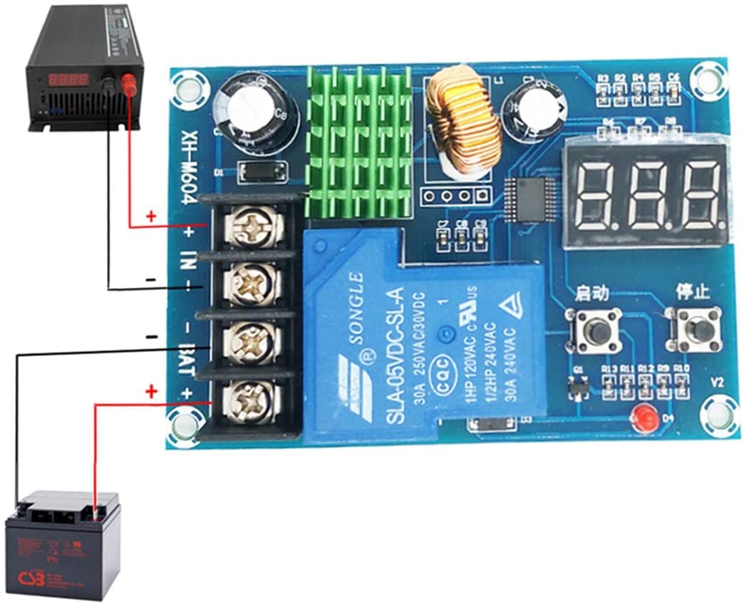 REES52 XH-M604 6-60V Digital Display Battery Charger Protection Board - DC Charging Control Module for Home, Solar Power, RV, DIY Projects | Perfect for Lithium Battery Charging, Solar Panel Systems & Power Banks