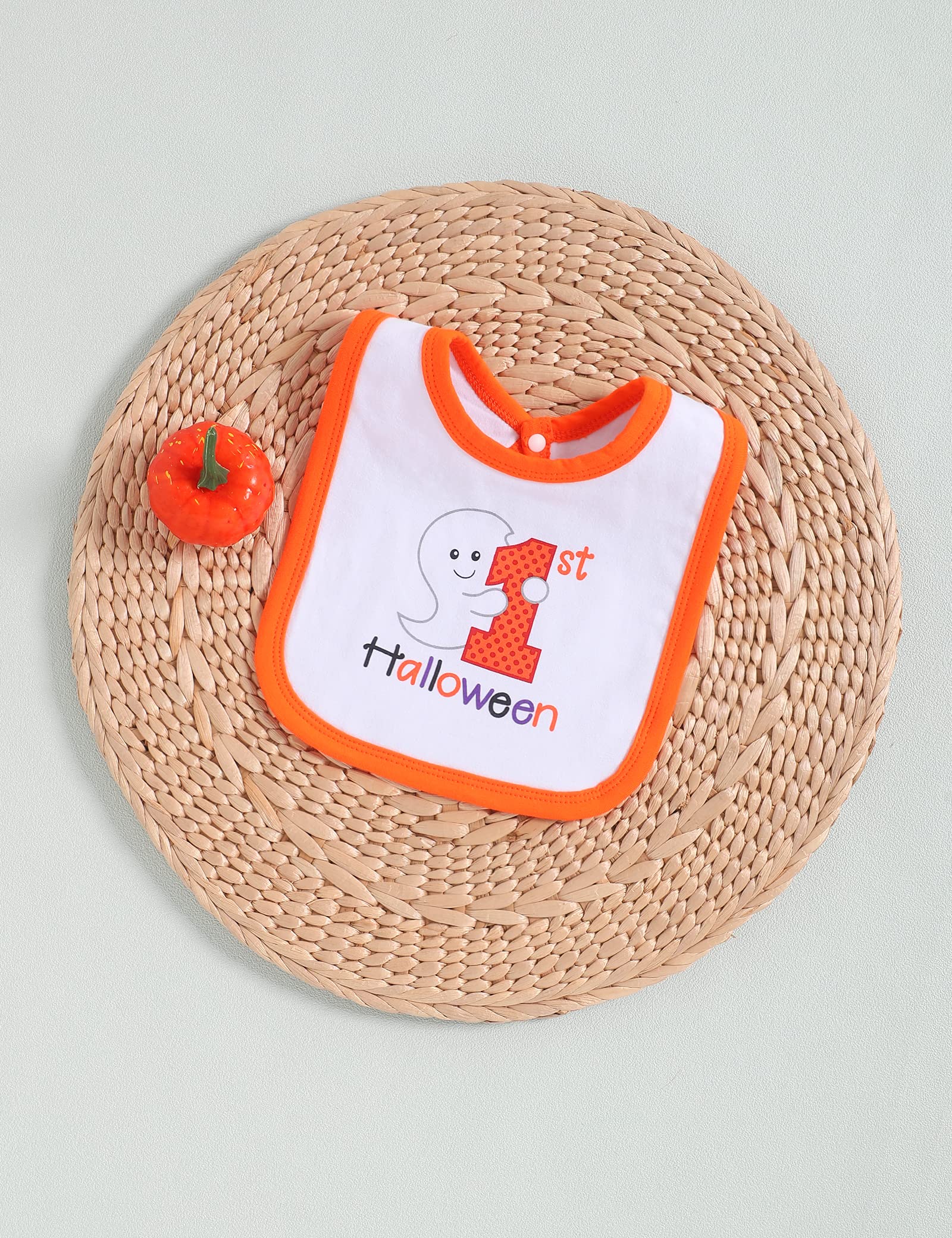 My First Halloween Baby Bibs for Boys & Girls - Drool Proof & Teething Friendly (Pumpkin Orange) - Perfect for Halloween Parties & Photo Shoots