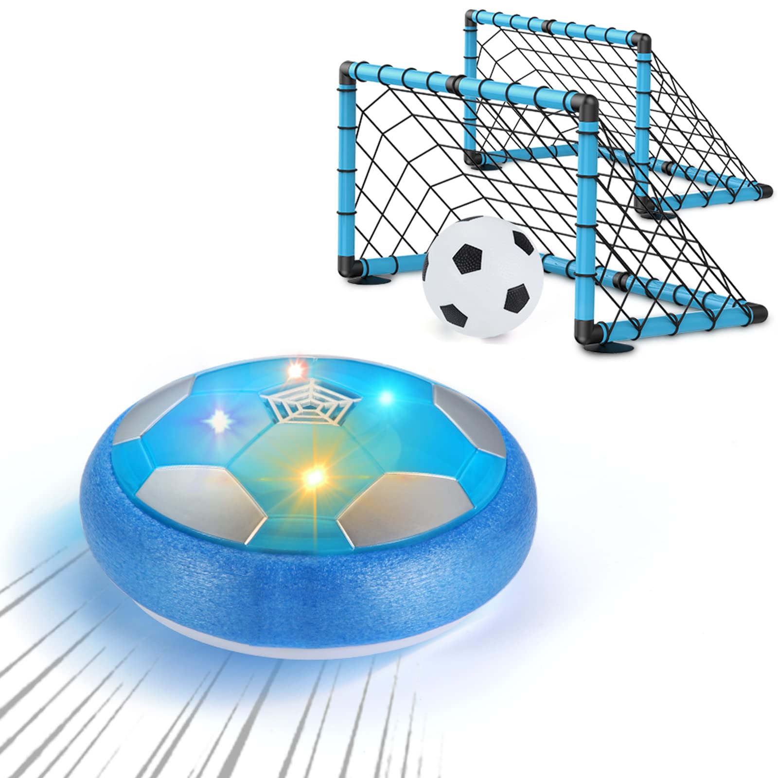 Hover Soccer Ball Toy Set for Kids Ages 3-8 - Includes 2 Goals & Nets - Fun Indoor/Outdoor Sports Gift for Boys & Girls - Perfect for Birthday, Christmas & Backyard Play (Blue)