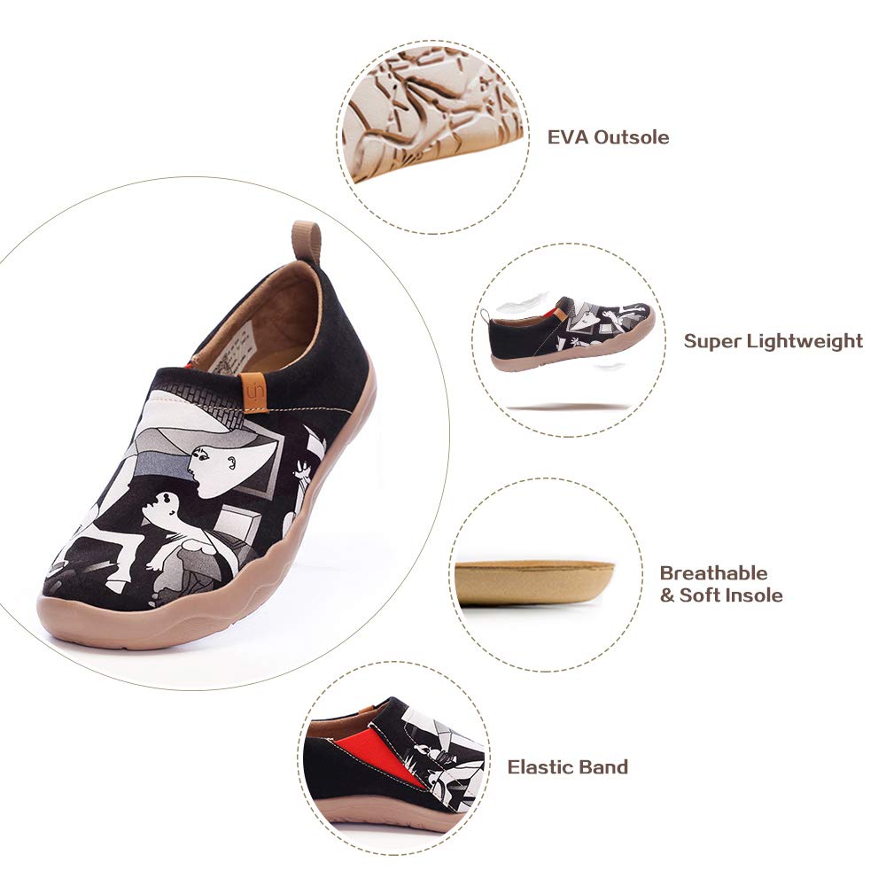 UIN Women's Slip On Sneakers - Casual Knit Loafers with Artistic Painting | Comfortable Soft Walking Shoes for Women | Perfect for Work, Travel & Everyday Wear