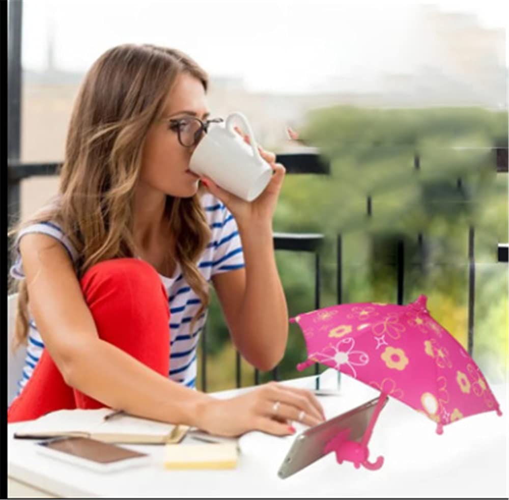 Cute Animal Phone Stand with Umbrella - Silicone Mobile Phone Holder for Outdoor Sun Protection - Creative Desktop & Suction Cup Cell Phone Stand | Perfect for Beach, Pool, Picnics & Outdoor Activities