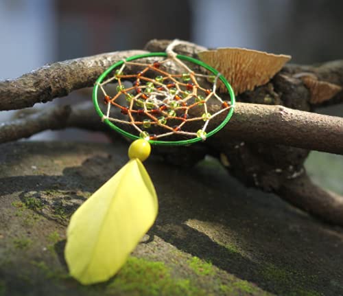 Mini Dreamcatcher with Real Feathers - Ethnic Style Car Mirror Hanging Decor - Native American Inspired Shamanic Tool & Witchcraft Accessory - Perfect for Car, Home, or Spiritual Protection