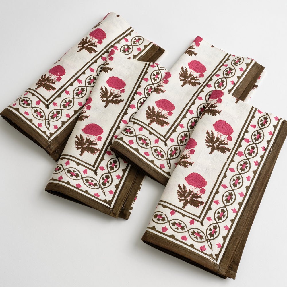 Gaya Fuchsia Napkin Set of 4 - Premium Cotton Dinner Napkins for Formal Dining, Parties & Home Decor