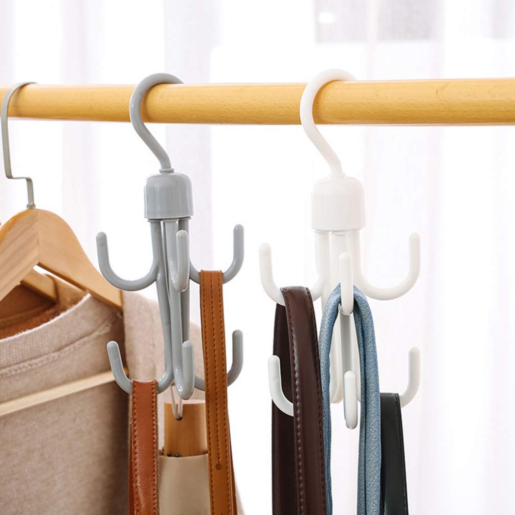 BESPORTBLE 2-Pack 360° Rotating Hanging Hooks - Multi-Purpose Scarf, Tie, Hat & Wardrobe Organizer - Space Saving 2-Tier Rotating Hook for Closet, Cupboard & Dorm Room Organization