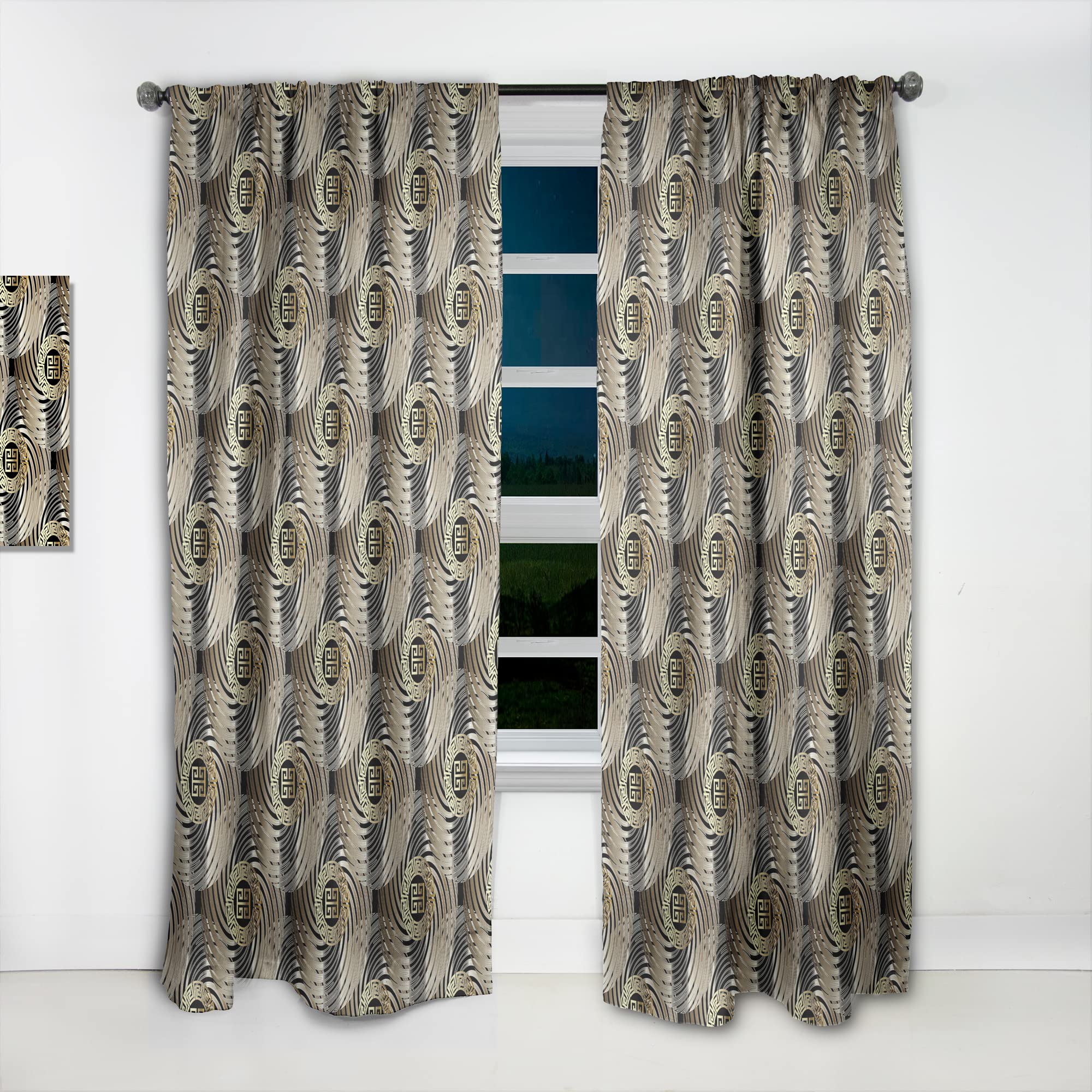 DesignQ Geometric Retro Abstract Curtains - Thermal Insulated Single Panel (52x84 inches) for Bedroom & Living Room - Blackout Drapes for Home Decor & Privacy