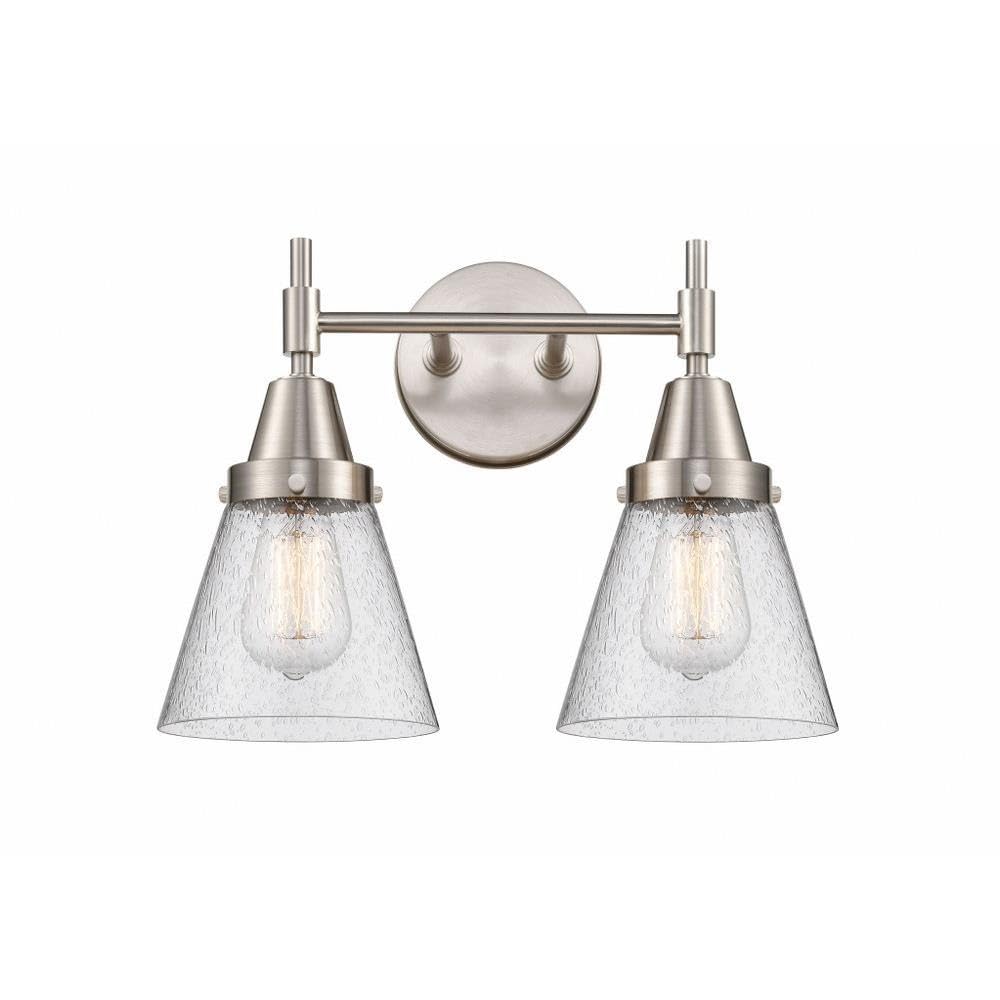 Innovations 447-2W-SN-G64 Transitional Two-Light Bathroom Vanity Light Fixture in Pewter, Nickel & Silver Finish - Perfect for Modern Bathrooms & Powder Rooms
