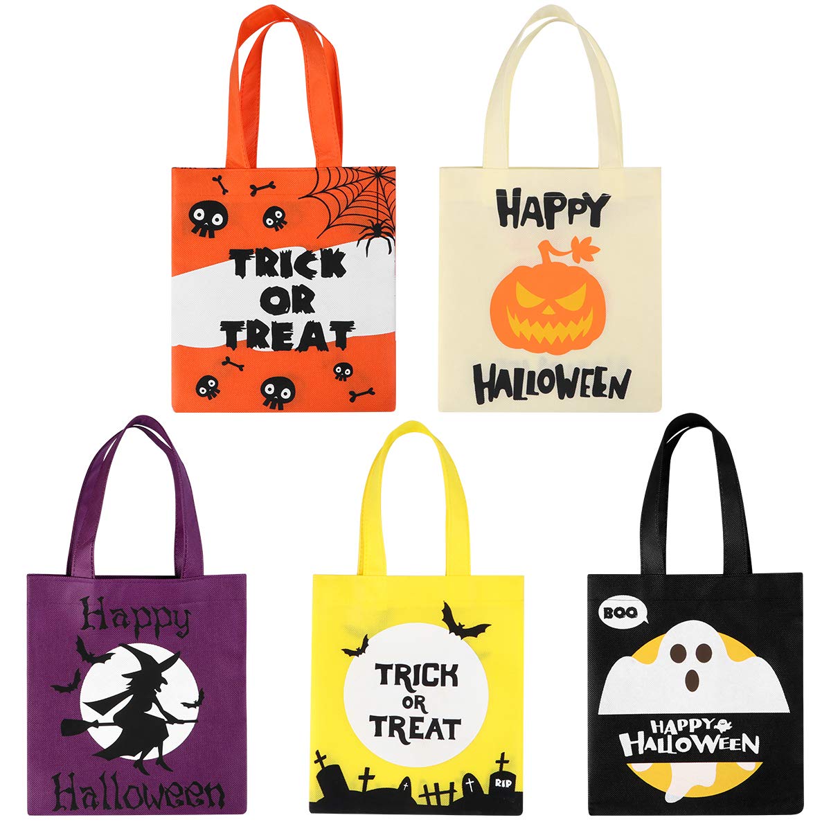 BESTonZON 20-Pack Halloween Tote Bags with Handles - Trick or Treat Bags for Kids, Halloween Party Favor Bags, Candy & Goodie Baskets for Halloween Celebrations, School Events & Neighborhood Trick-or-Treating