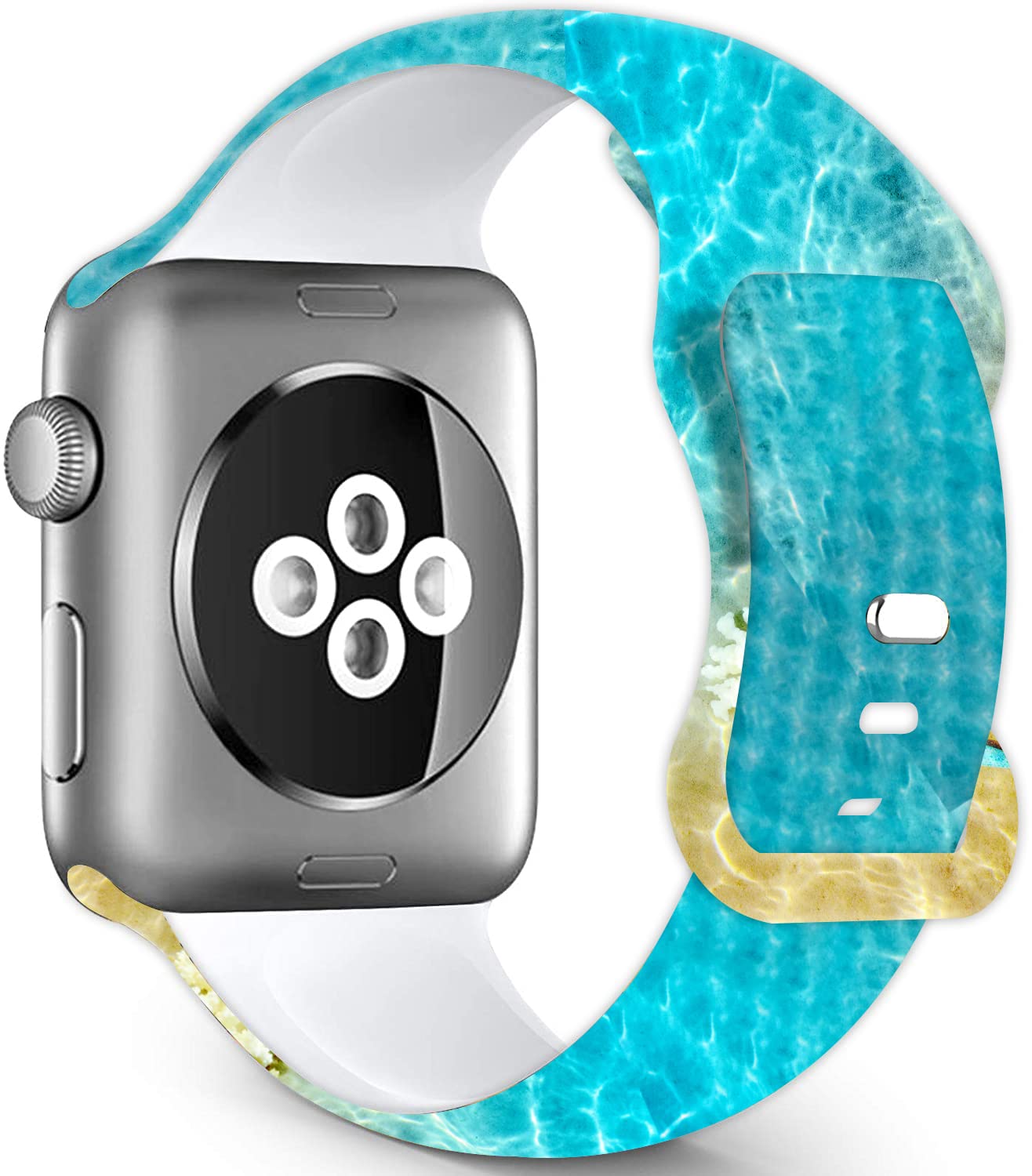 38mm 40mm 41mm 42mm Cute Beach Silicone Watch Band - Soft Replacement Strap for Apple Watch & Smartwatches, Unisex Waterproof Wristband for Women Men - Perfect for Swimming, Surfing & Summer Vacation Gifts