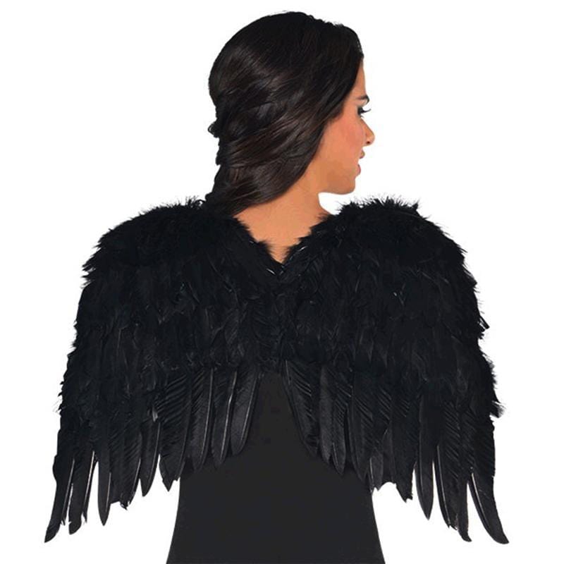 Black Feather Wings for Costume & Cosplay - Elegant Halloween, Angel, Devil, or Fairy Wings - Perfect for Parties, Photography & Themed Events