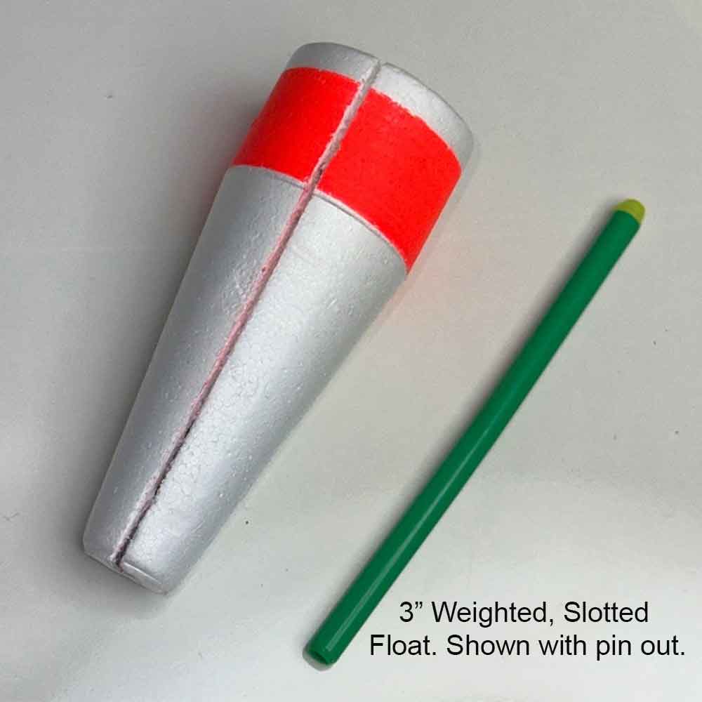 2IN Red/White Slotted Weighted Popping Float - Fishing Bobber for Saltwater & Freshwater - Perfect for Bass, Trout, and Catfish Fishing