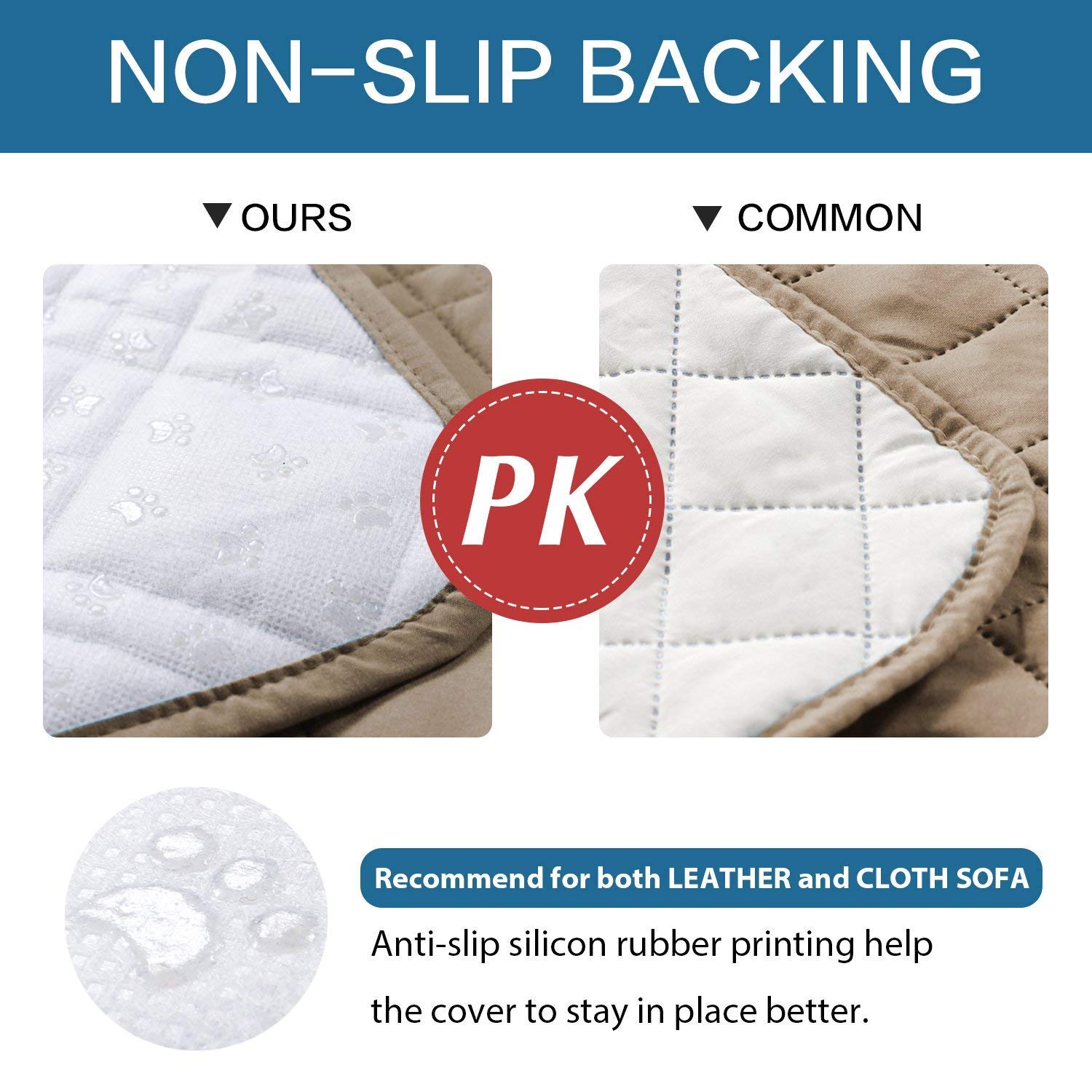H.VERSAILTEX 100% Waterproof Quilted Sofa Cover Set - 3-Piece Loveseat & Oversized Recliner Slipcover Protector | Spill-Resistant, Machine Washable Furniture Protector for Pets, Kids & Everyday Use