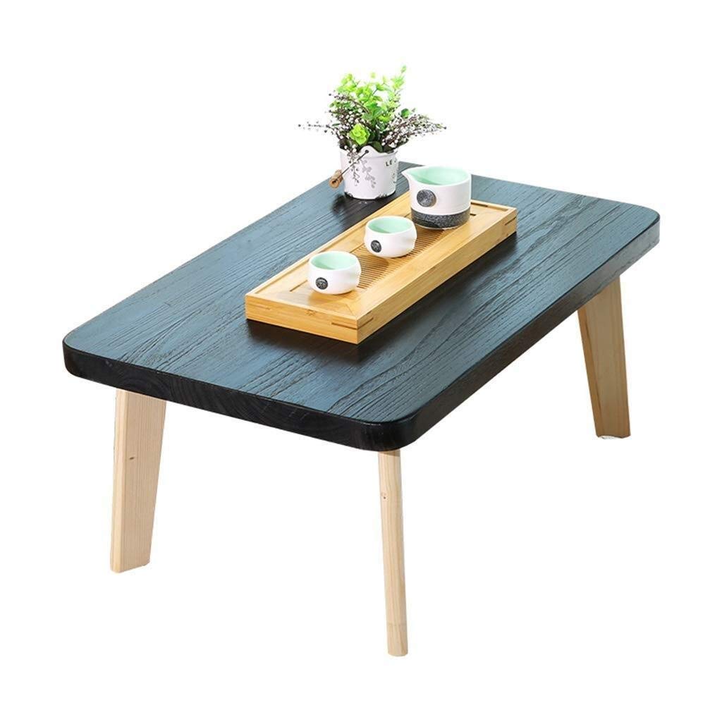 NJYT Black Paulownia Wood Coffee Table - Small Low Side Table for Living Room, Bedroom, Office - Simple Modern End Table for Tea, Lazy Computer Use (Size: 60x35x30cm)