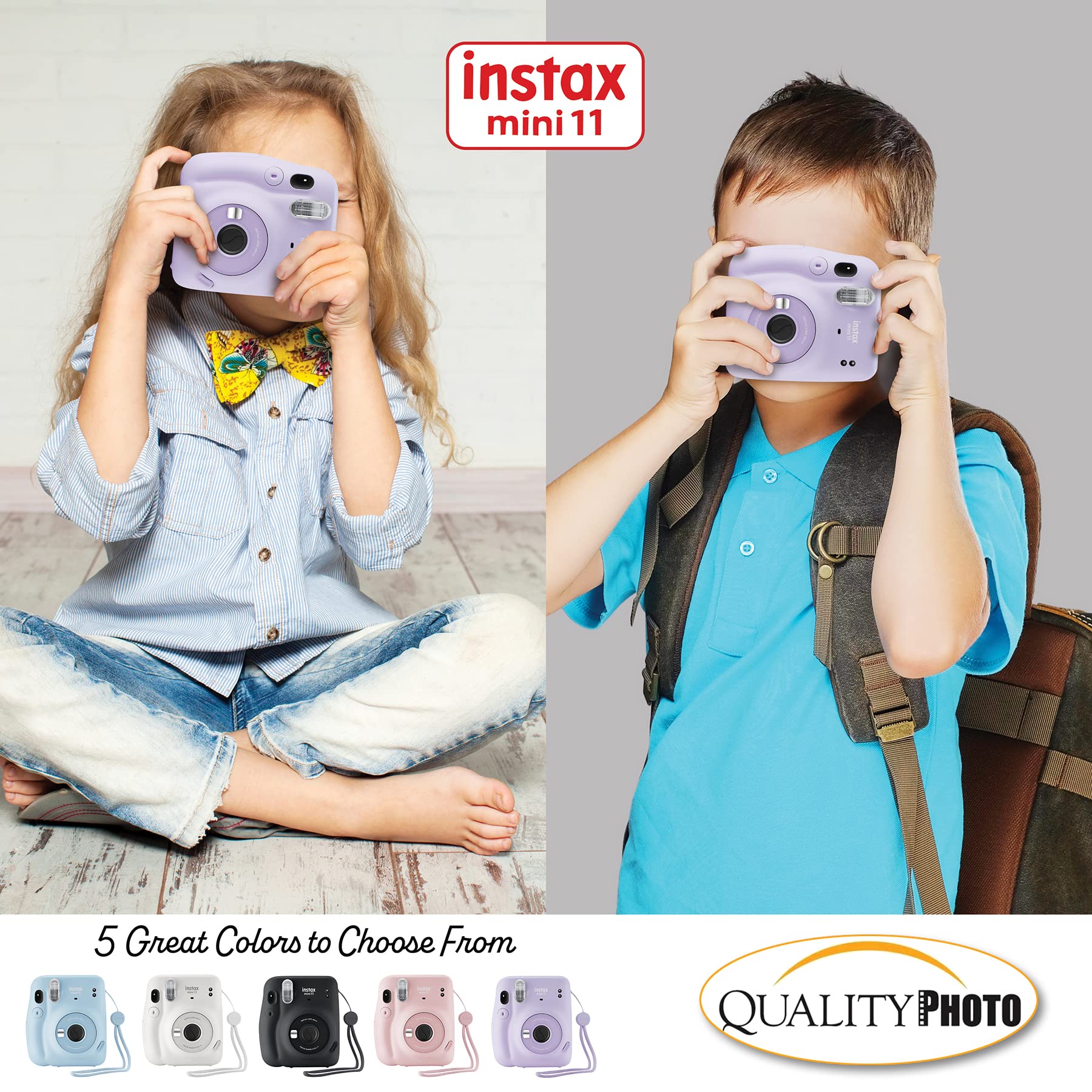 Fujifilm Instax Mini 11 Instant Camera Kit with 60 Films, Case, Stickers, Photo Album & Accessories - Perfect for Parties, Travel & DIY Scrapbooking (Lilac Purple)
