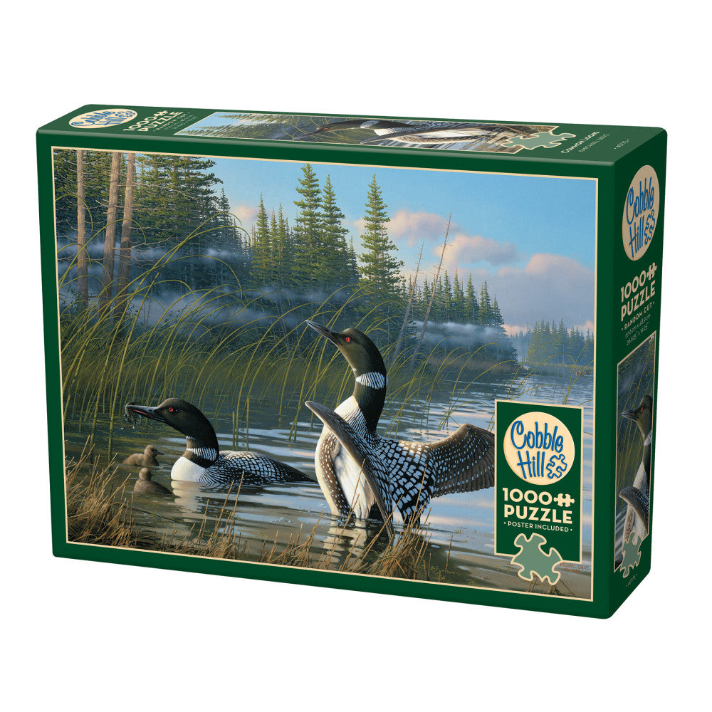 Cobble Hill 1000 Piece Jigsaw Puzzle - Common Loons Wildlife Scene | Eco-Friendly Puzzle with Reference Poster | Perfect for Family Game Night & Relaxation