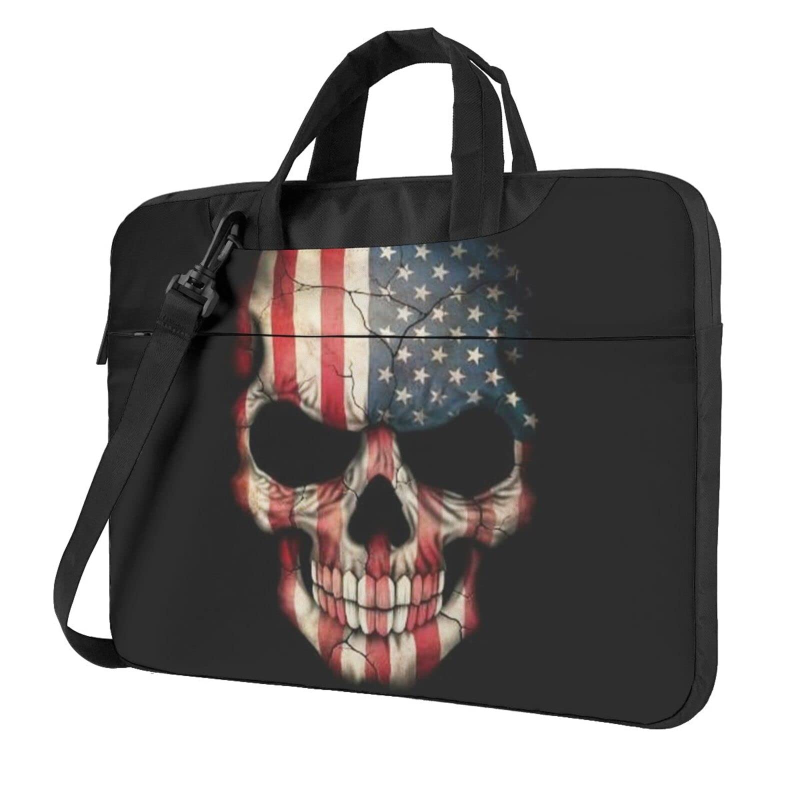 Flag Skull Design Laptop Shoulder Bag - Durable School & Work Computer Bag for Students & Professionals